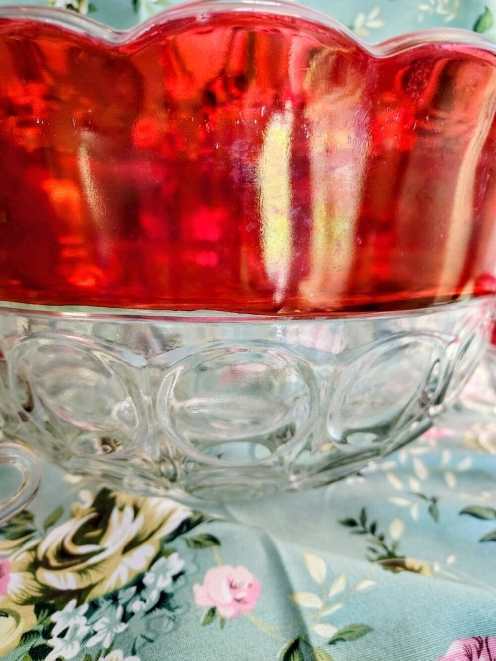Vintage 1960s Indiana Glass Company Cranberry Red Glass Bowl, 11 Glasses, Set - Picture 8 of 16
